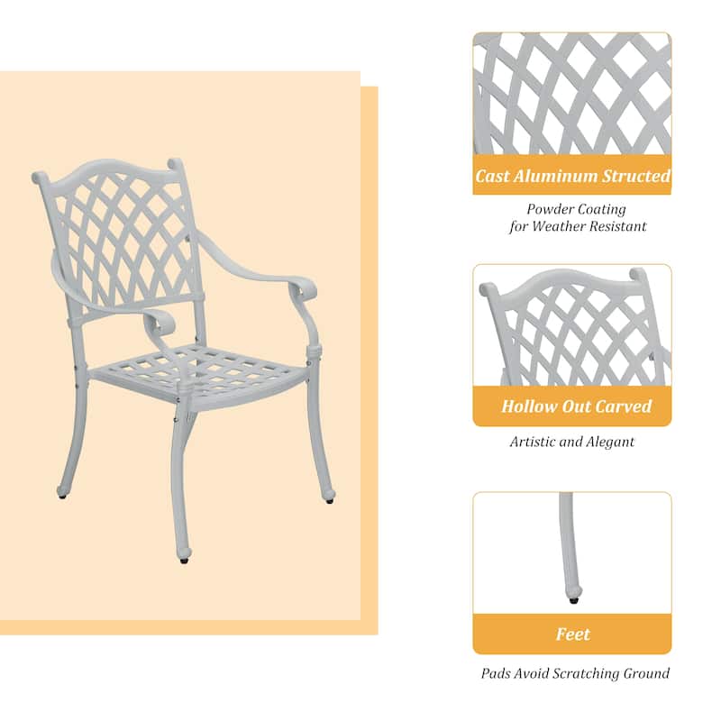 Clihome Cast Aluminum Patio Dining Chairs (Set of 2)