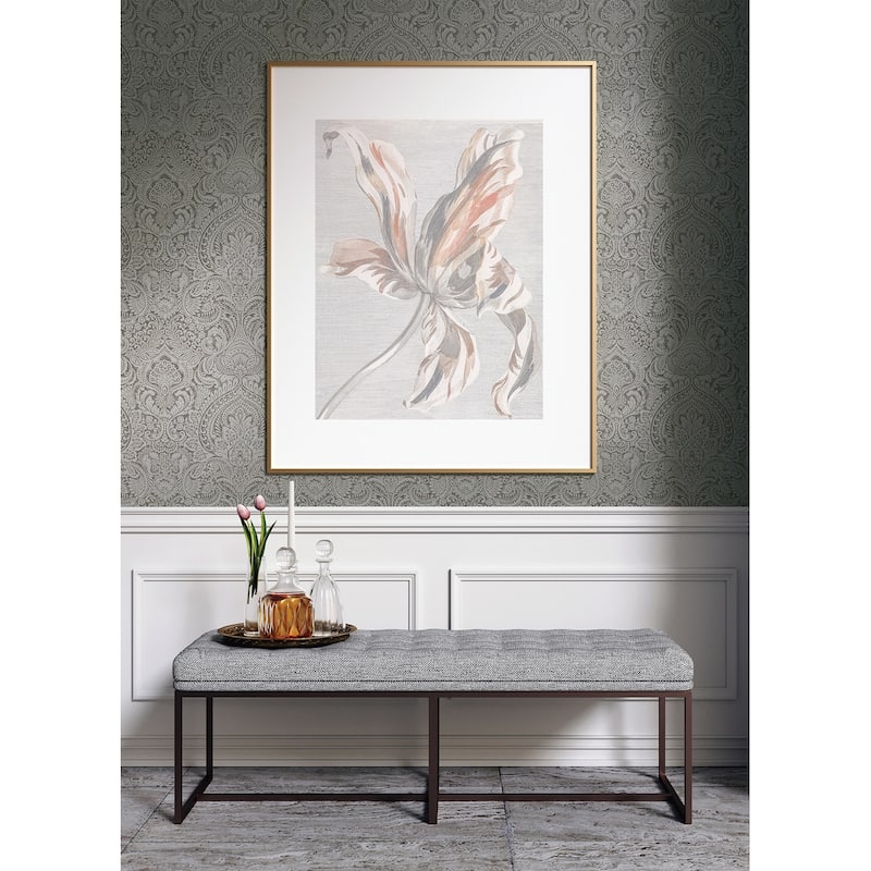 Damask Dole Artemis Silver Floral Damask 33 feet long X 20.9 inch wide Wallpaper Roll