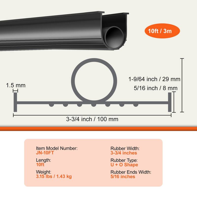 Garage Door Seals Bottom Rubber, U Shape +O Ring Garage Door Weather Stripping, Weatherproof Threshold Buffering Sealing Rubber