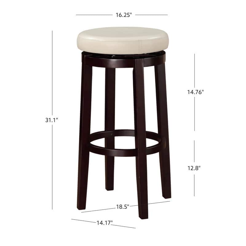 Linon Bennery Rice Faux Leather Backless Swivel Bar Stool