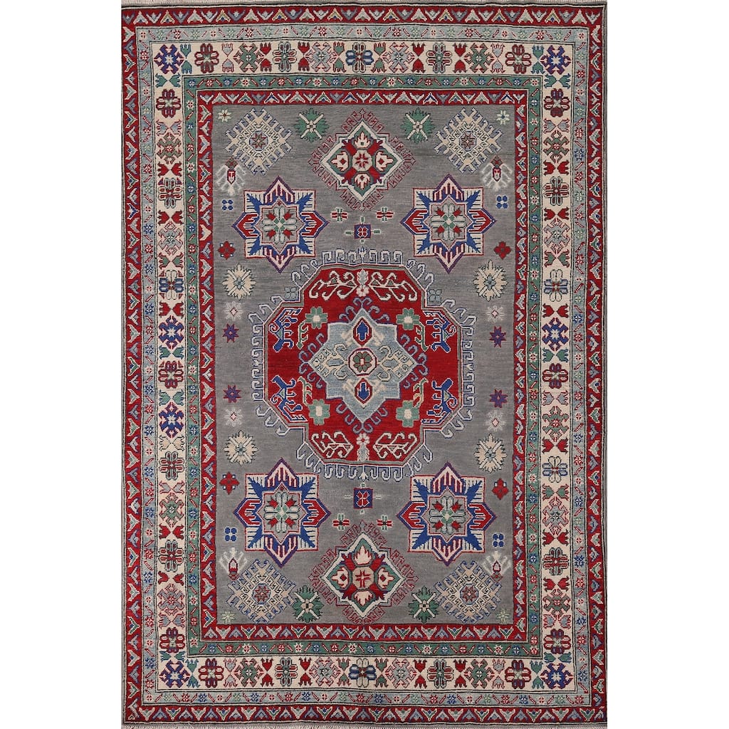 Geometric Kazak Rug Handmade Traditional Wool Carpet - 5'6" x 8'6"