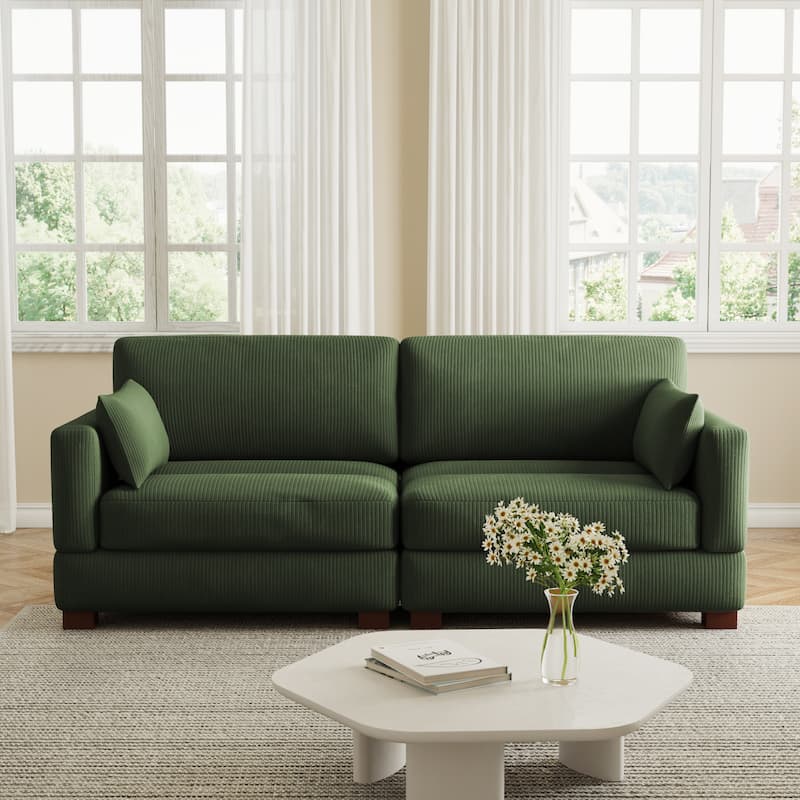 Corduroy Upholstered Modular Sectional Sofa for Living Room