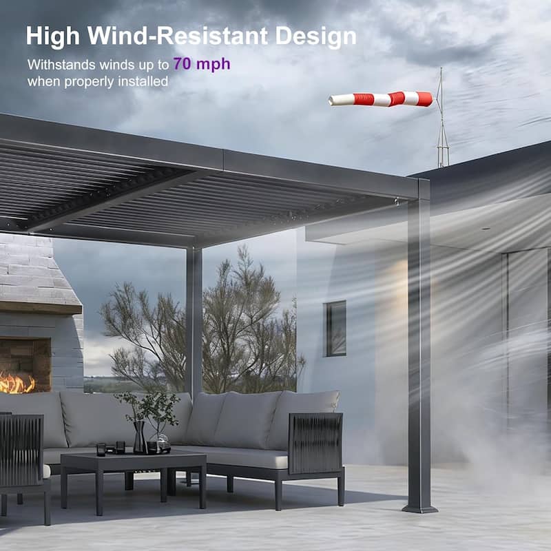 PURPLE LEAF Louvered Pergola Sun Shade Shelter with Adjustable Metal Roof for Patio Hardtop Pergola