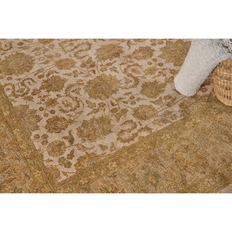 EXQUISITE RUGS ONE-OF-A-KIND Antique Weave Isfahan Hand Knotted Beige Rug - 9'x10'