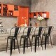 preview thumbnail 3 of 25, High Back Metal Barstool with Black/Brown Leather Cushion-Set of 4 Antique Black