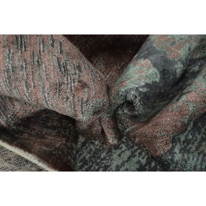 Hand Knotted Oriental Viscose Silk Carpet Modern Abstract Multi-Colored Abstract Area Rug - 7' 8'' X 5' 6''