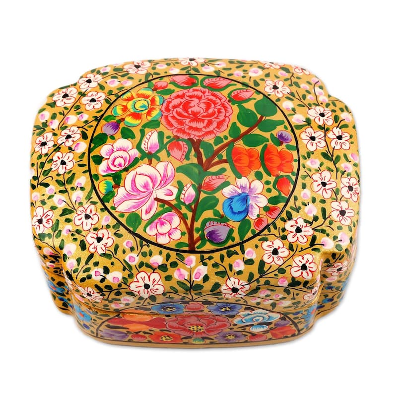 Novica Handmade Kashmir Garland Papier Mache Decorative Box