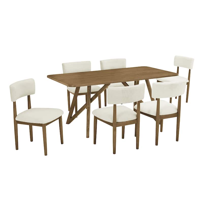 Roundhill Furniture Axler 7-Piece Dining Set, Light Oak