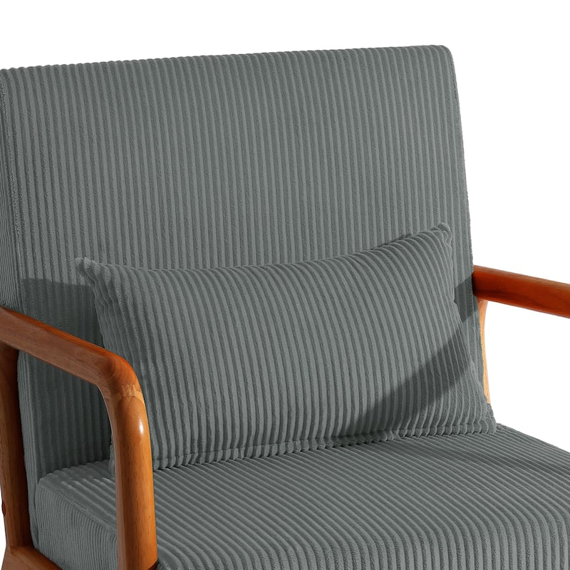 Modern Corduroy Upholstered Accent Chair with Wood Legs Set of 2
