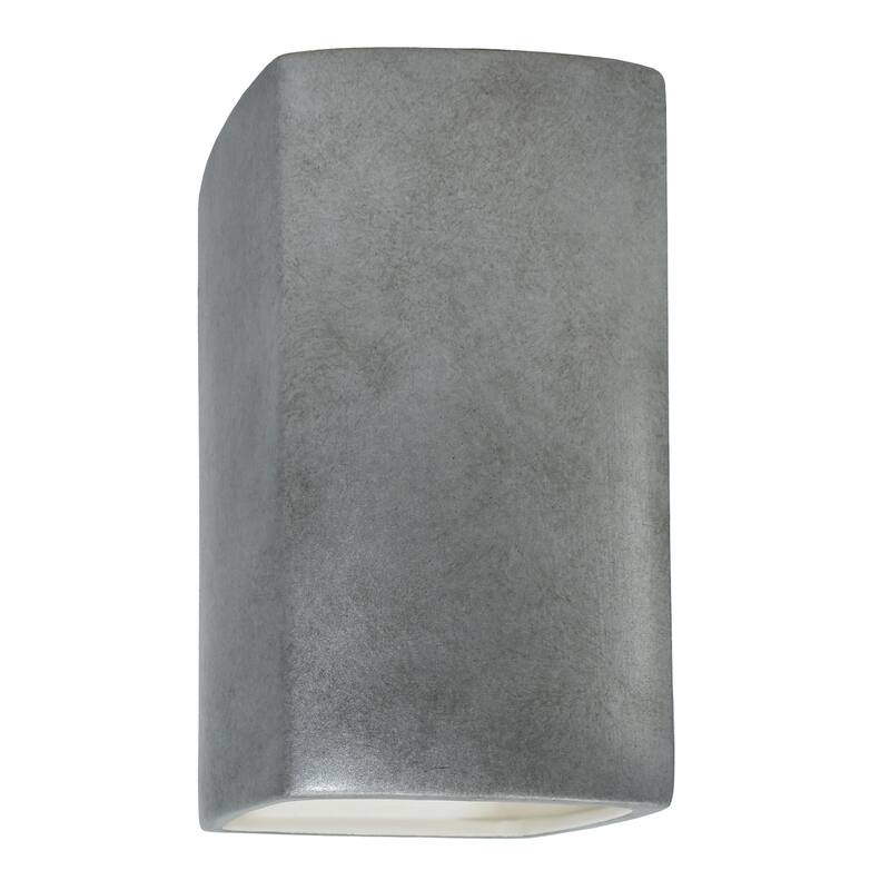 Justice Design Ambiance - Large Rectangle Wall Sconce - Open Top & Bottom - Replaceable Bulb - Antique Silver