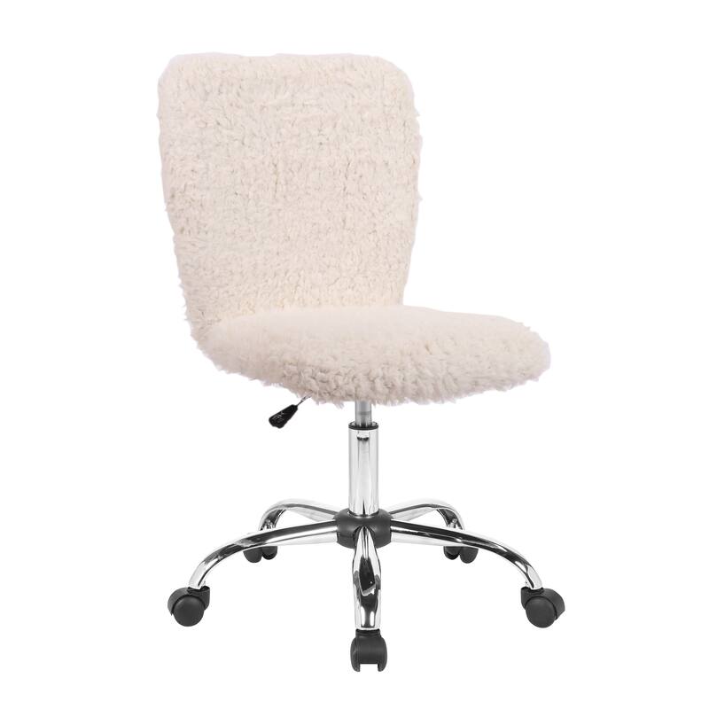 Porthos Home Alva Swivel Office Chair, Shaggy Fabric Upholstery - Beige