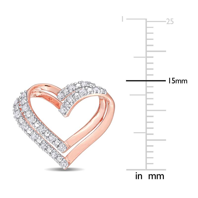 Miadora Rose Plated Sterling Silver 1/5ct TDW Diamond Open Heart Stud Earrings