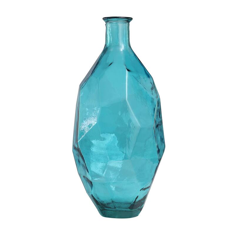 Exquisite Recycled Glass Tall Spanish Bottleneck Vase - Blue or Teal