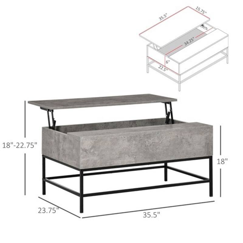 Modern Adjustable Height Coffee Table with Storage