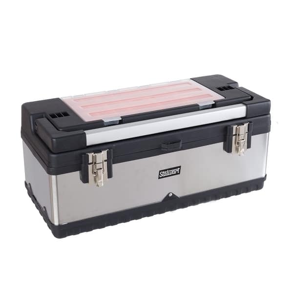 Tool Box with 18 Bins and Removable Tray - Portable Metal and Plastic Tool  Tote with Ergonomic Handle by Stalwart - Bed Bath & Beyond - 36877642