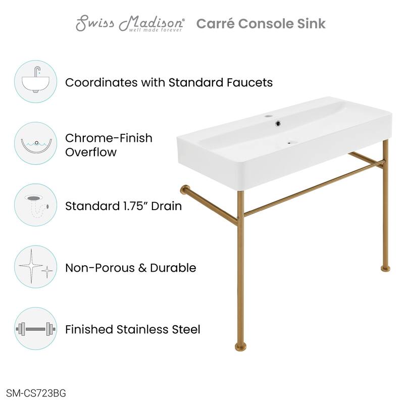 Swiss Madison SM-CS723 Carre 35-7/16" Rectangular Ceramic, Stainless
