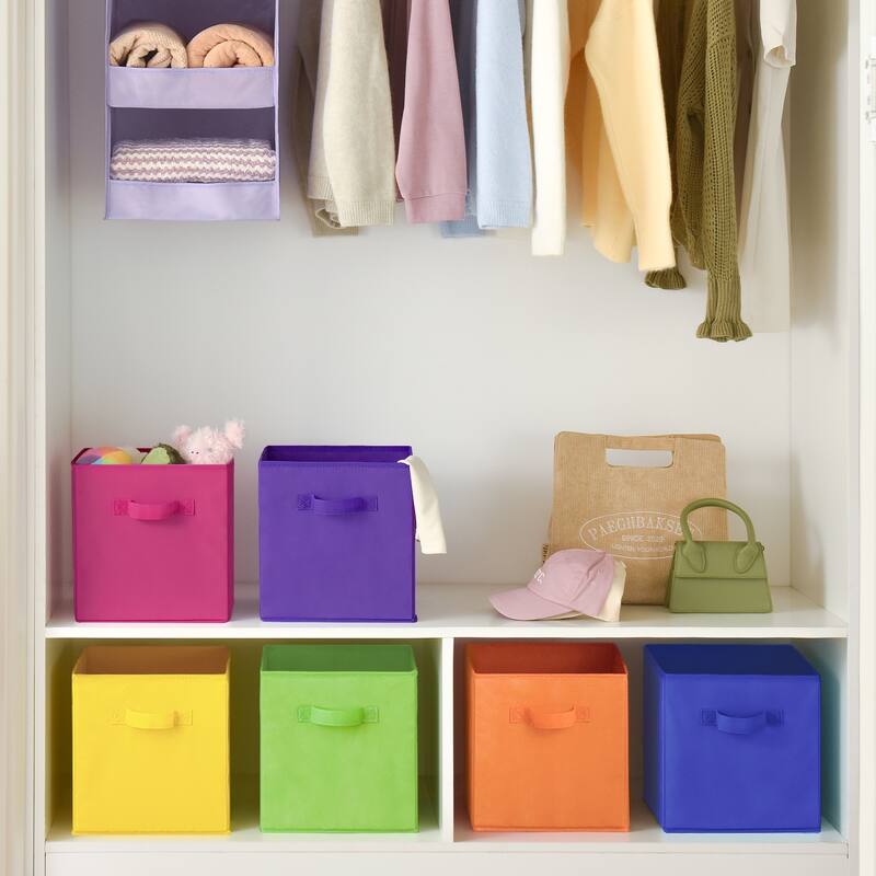 6 Pack Fabric Storage Cube Bins, Collapsible Cube Organizers with Handles