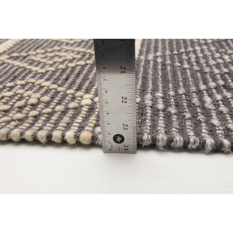 ECARPETGALLERY Braid weave Sienna Grey Wool Rug - 5'1 x 8'2