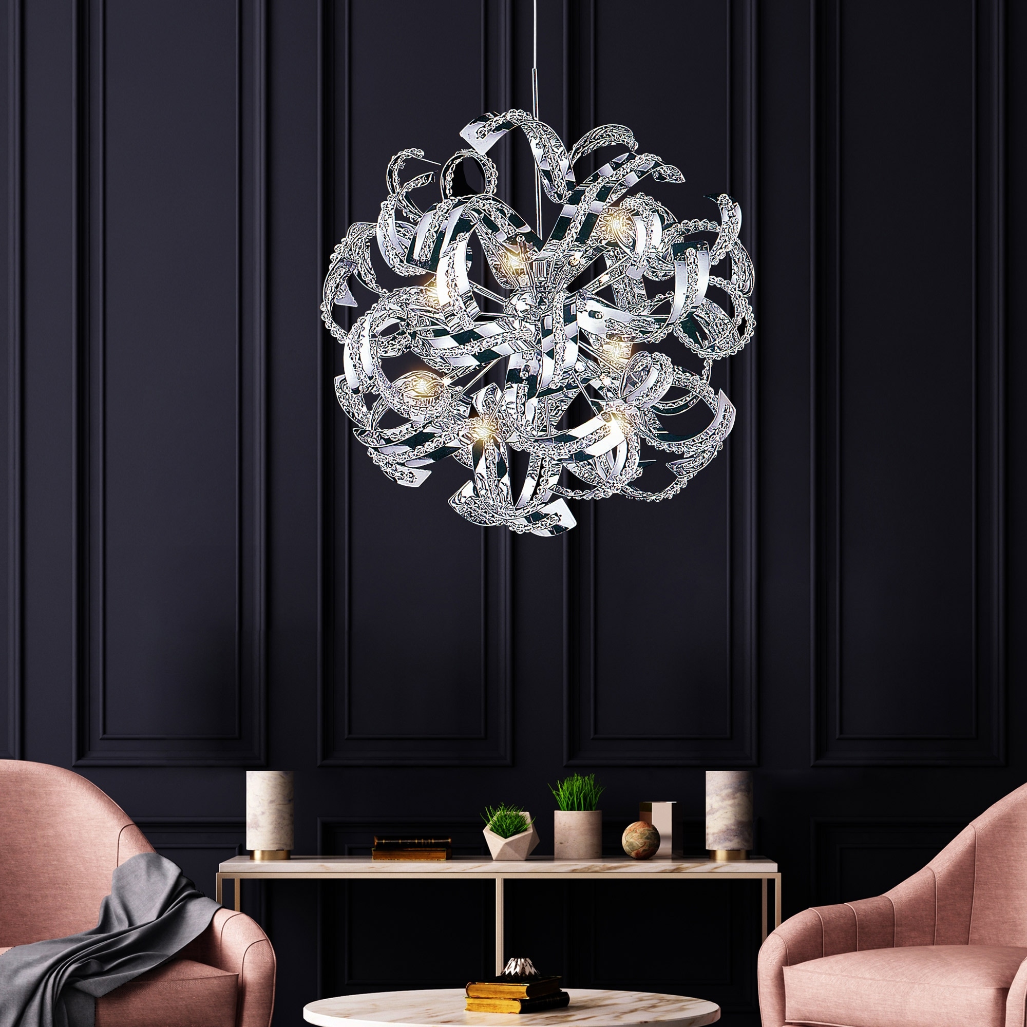 CWI Lighting Swivel 14 Light 22in Chrome Chandelier