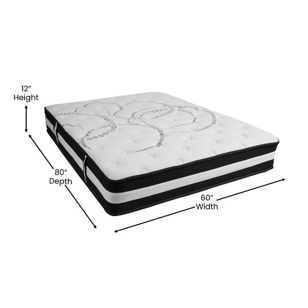 dimension image slide 8 of 12, Platform Bed Frame; Pocket Spring Mattress & Memory Foam Topper