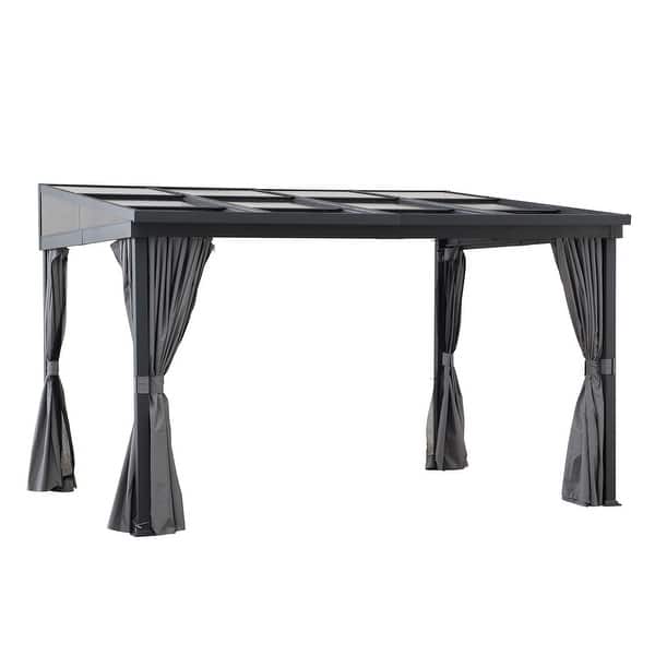 Shop Sunjoy 10 Ft X 12 Ft Black Steel Gazebo With Pc Hardtop Overstock 30581627