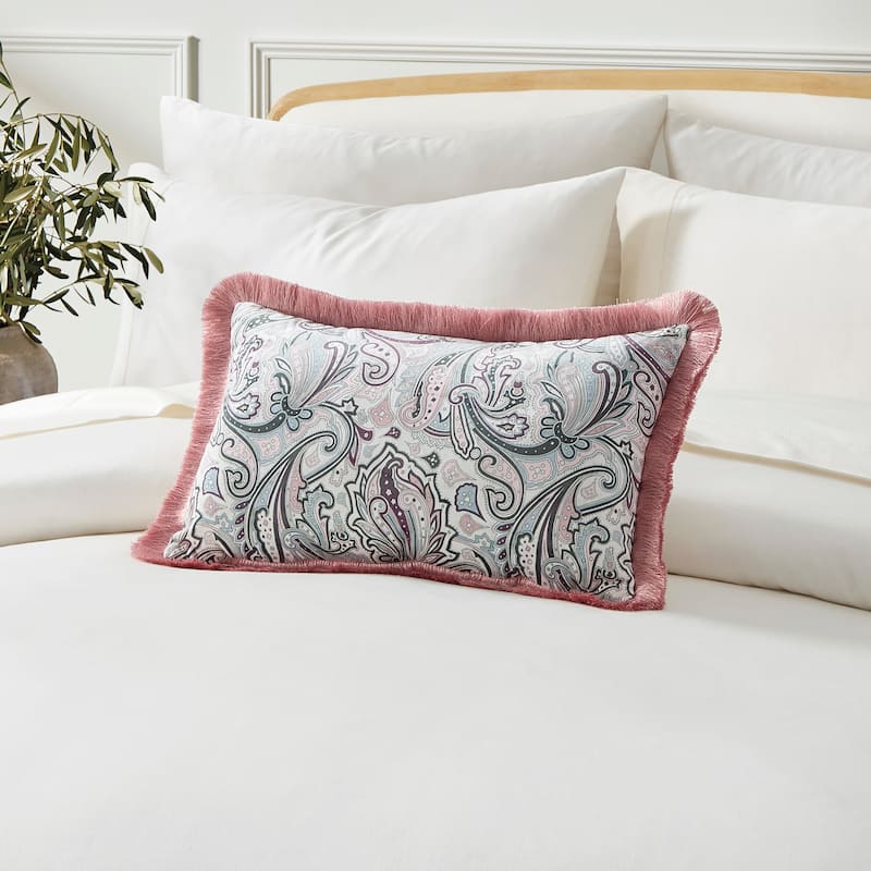 Ted Baker Paisley Fringe Decorative Pillow - 12" x 20" - Mauve