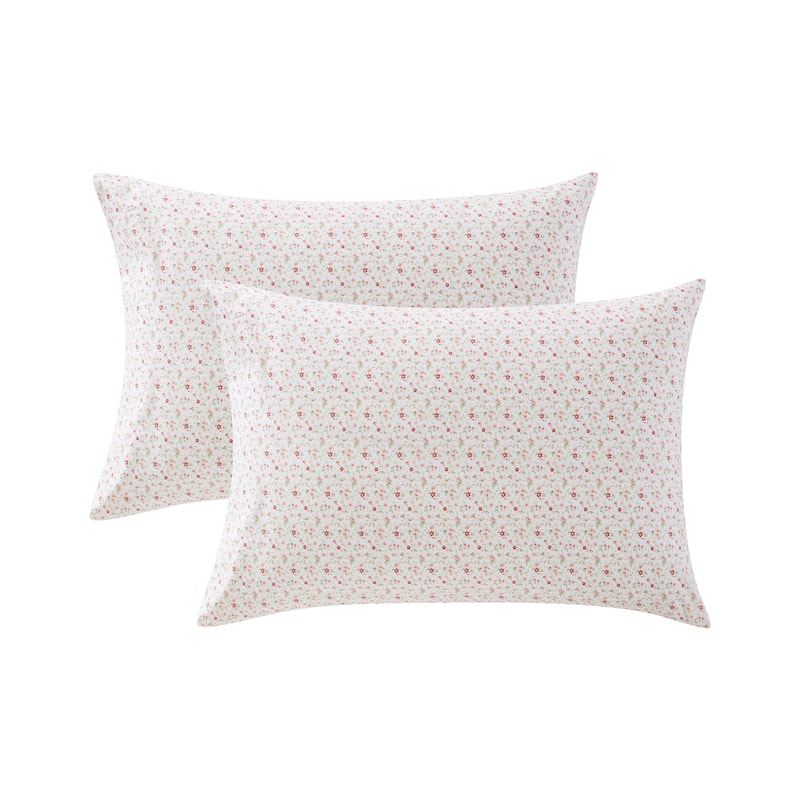 Laura Ashley Soft & Breathable Cotton Percale Deep-Pocket Sheet Set. - King Pillowcase - Evie Pink
