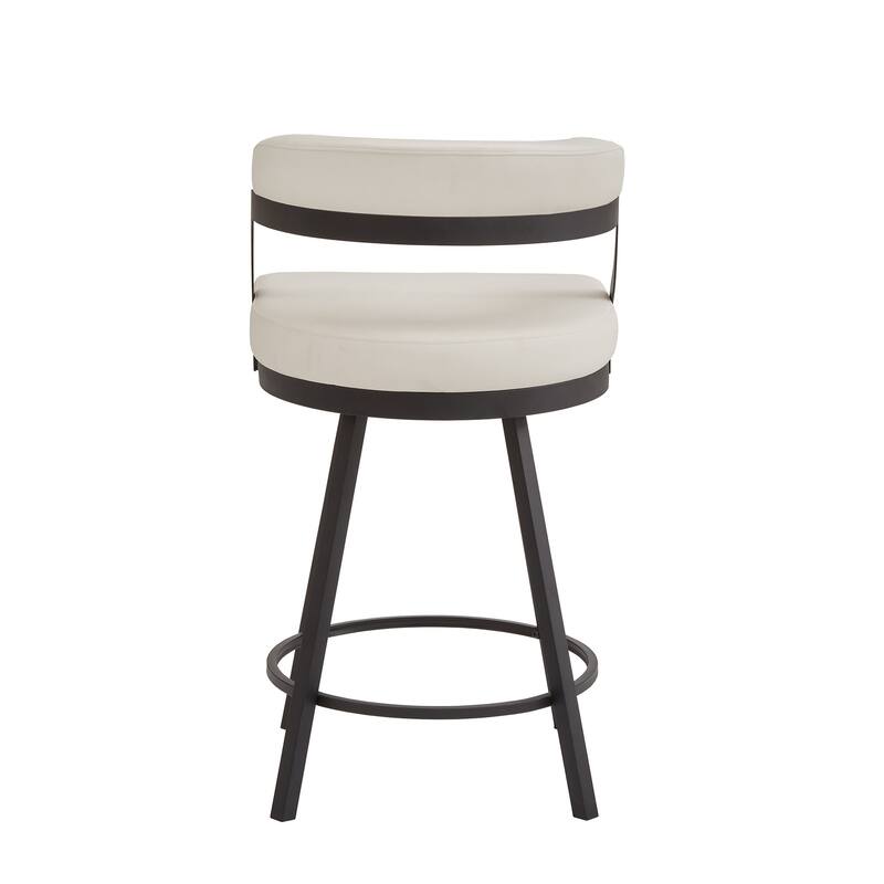 Bacalar Black Finish Metal Round Counter Height Table with Vegan Leather Swivel Chair Set by iNSPIRE Q Modern