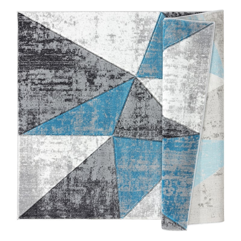 Orelsi Collection Grey/Turquoise Area Rug