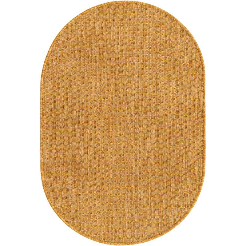 Outdoor Amsterdam Collection Area Rug - Corn Harvest Yellow - 2'2"x3'1" Oval