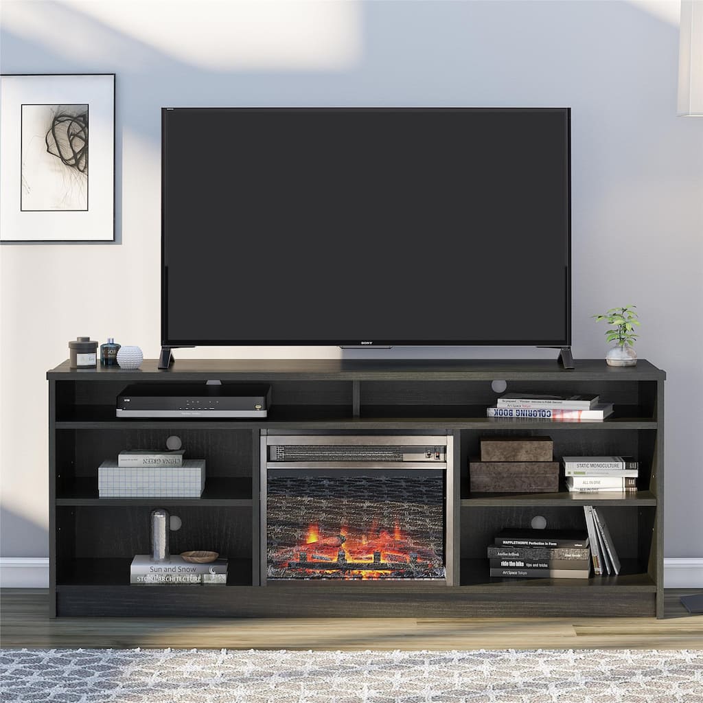 Ameriwood Home Hickory Hill 65" TV Stand with Electric Fireplace