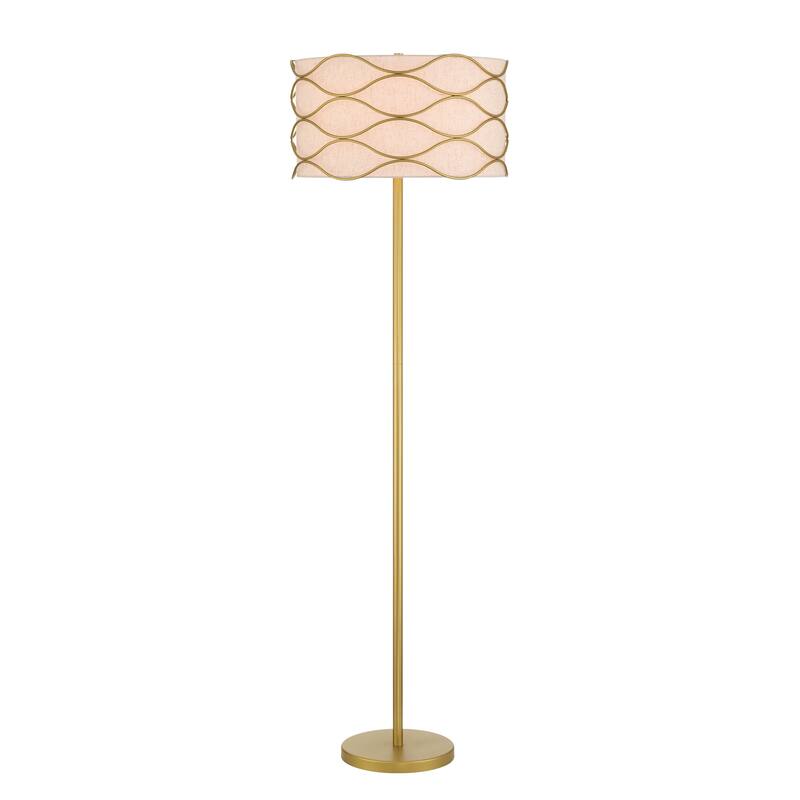 Acroma Standard Adjustable FloorLamp with Fabric Wavy Shade