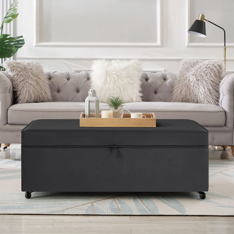 Modern Large Comfort Sofa Ottoman with Storage,Modular Sectional Storage Ottoman With Wheels For Living Room,Lounge Ottoman
