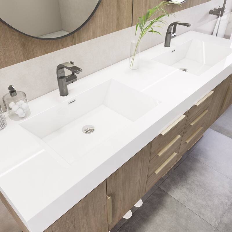 Noble 72" Floating Vanity with Reinforced Acrylic Double Sink