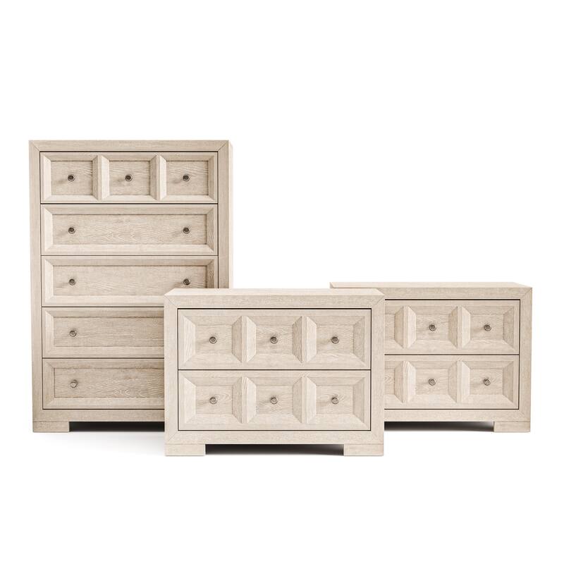 Furniture of America Durem Modern Classic Wood 3-Piece Chest and 2 Oversized Nightstand Bedroom Set