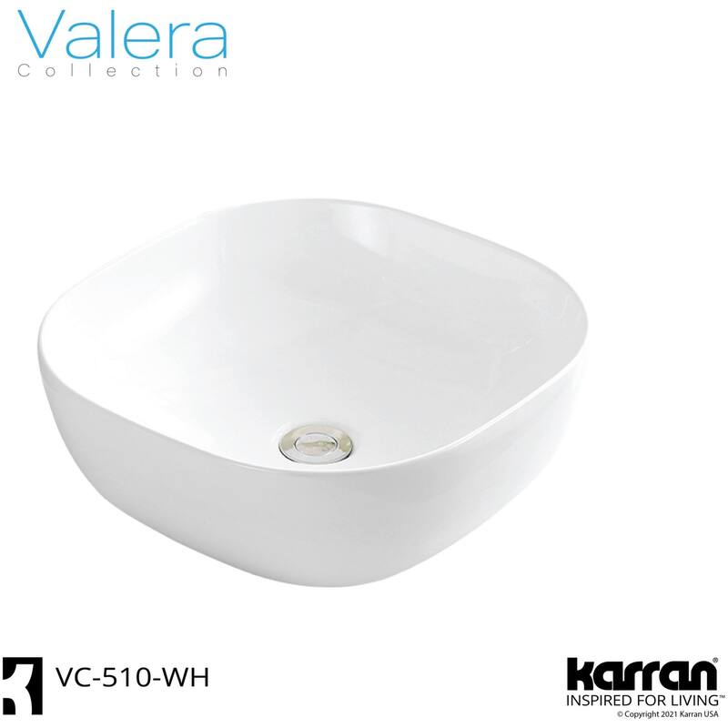 Karran USA VC-510 Valera 16-3/4" Square Vitreous China Vessel Bathroom