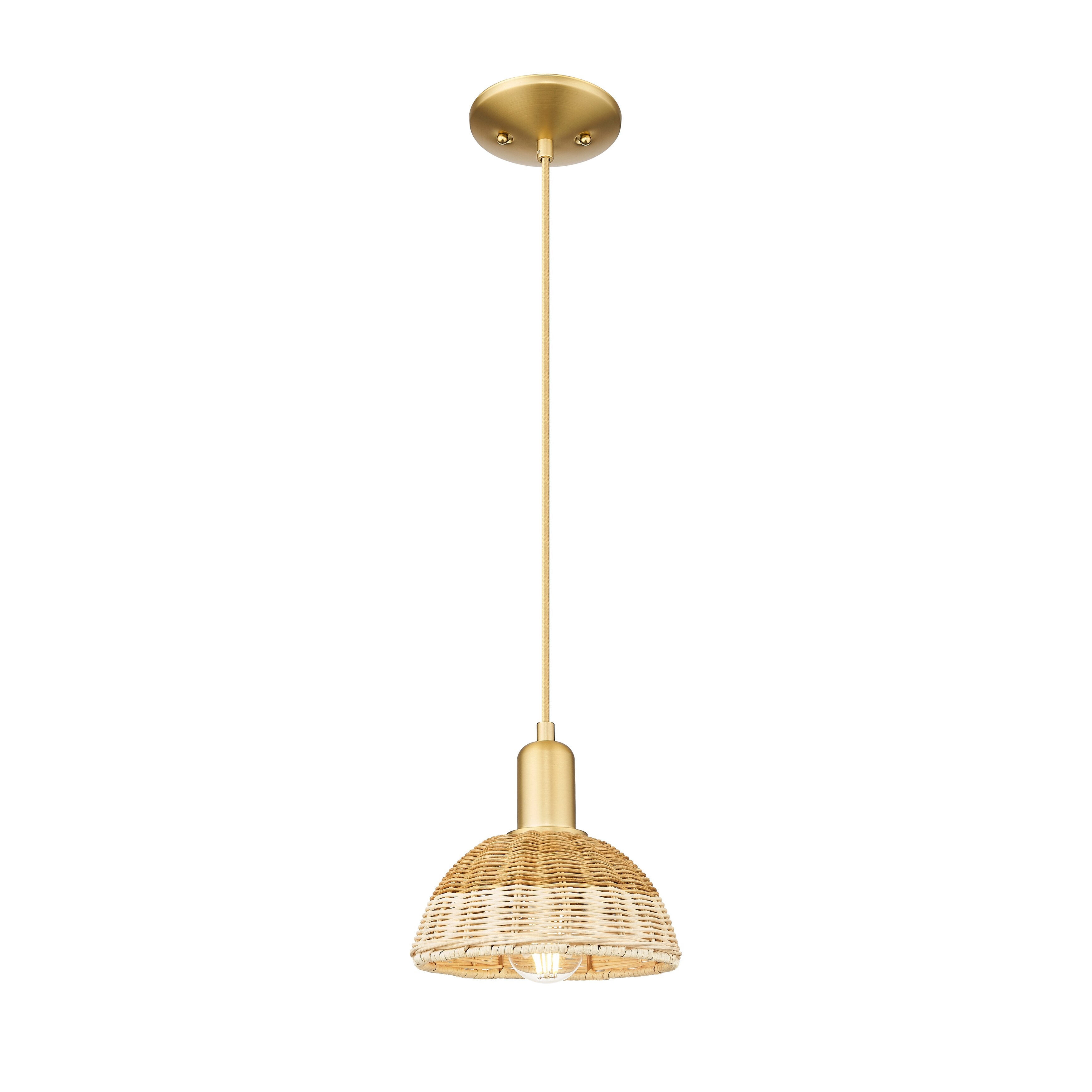 Innovations Lighting Downtown Urban - Natural Ballston Dome - 1 Light 8" Cord Hung Mini Pendant with Basketweave Shade