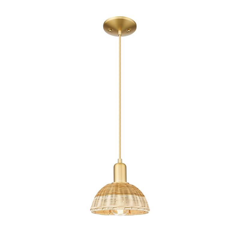 Innovations Lighting Downtown Urban - Natural Ballston Dome - 1 Light 8" Cord Hung Mini Pendant with Basketweave Shade