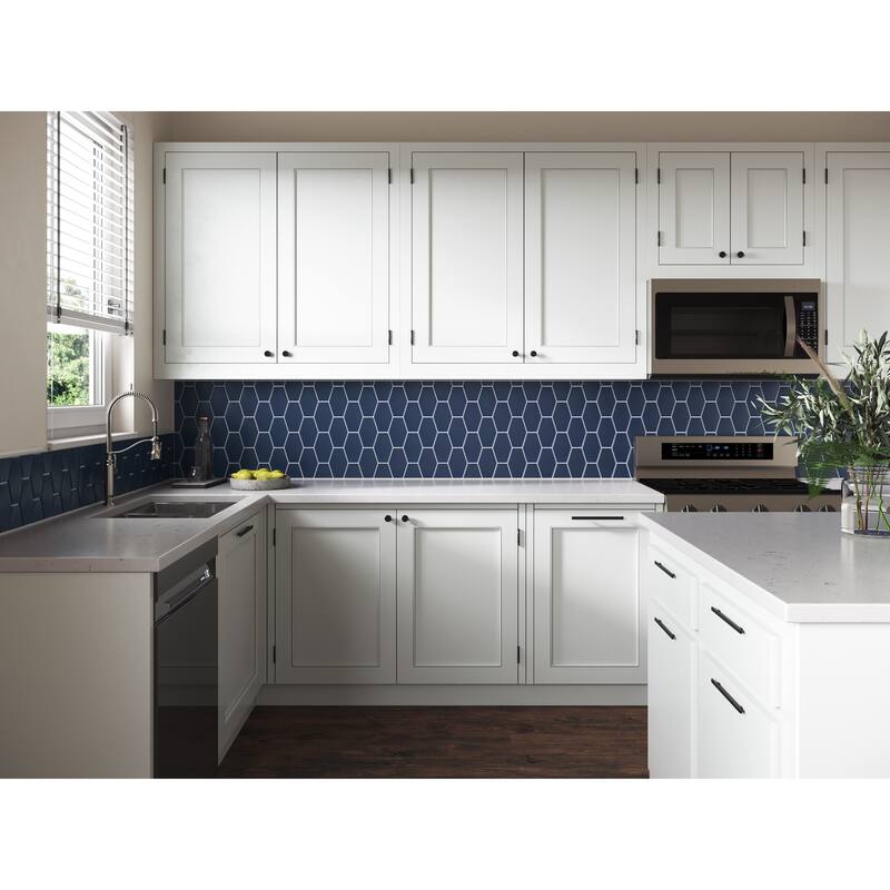 Long Hex 11 in. x 11 in. Glass Mesh-Mounted Mosaic Tile