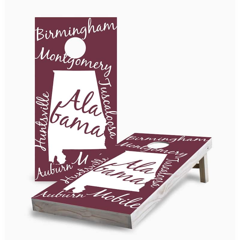 Alabama State Pride Cornhole Game (Choose Wraps or Boards) - 2x4 Boards (24" x 48") - Include Carrying Case