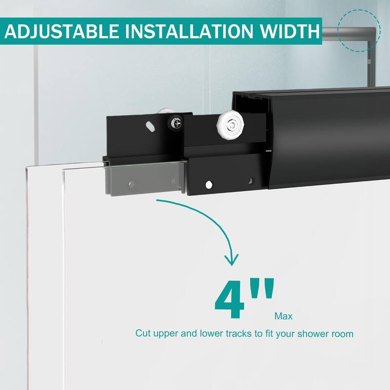 Double Sliding Bathtub Shower Door, Semi-Frameless - Black