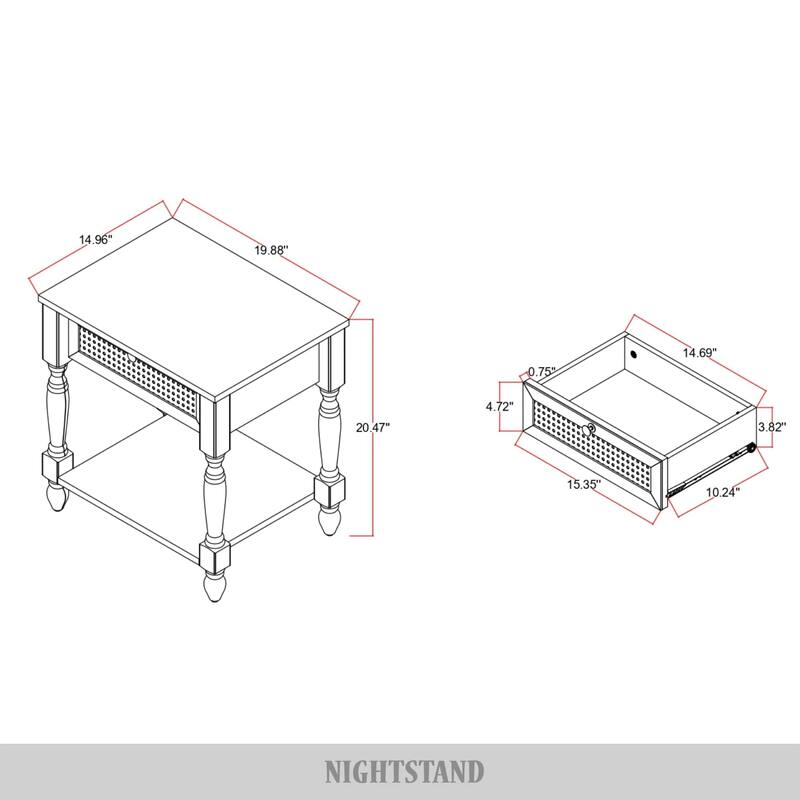 CraftPorch Traditional Upholstered Bed with Nightstand and Bench 3-pieces Bedroom Set