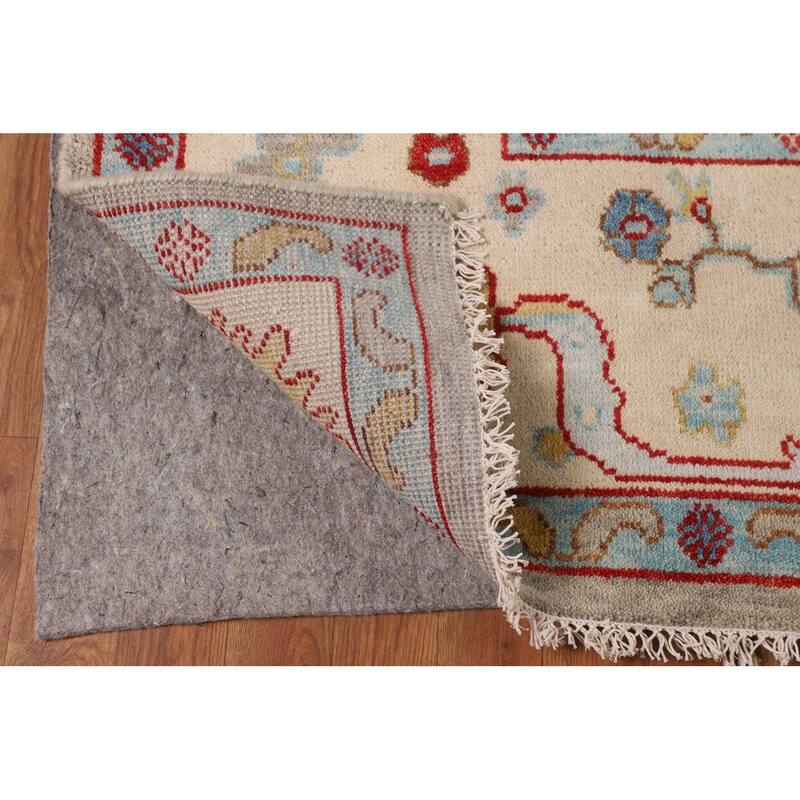 All-Over Floral Oushak Oriental Area Rug Hand-Knotted Wool Carpet - 8'8" X 11'7"