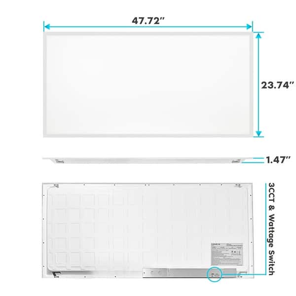 Luxrite 2x4 FT LED Flat Panel Light, 30/40/50W, 3 CCT 4000K-6500K, 3750/5000/6250 Lumens, 0-10V Dimmable, ETL DLC 2-Pack