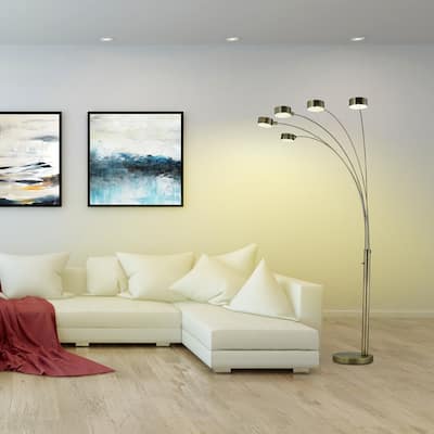 Artiva Pro 5-Arched LED Lamp with Dimmer,7W-3000K - ANTIQUE BRASS