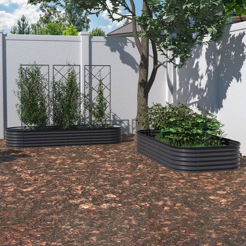 VEIKOUS 9-in-1 Modular Galvanized Metal Raised Garden Bed Kit for Outdoor Planters
