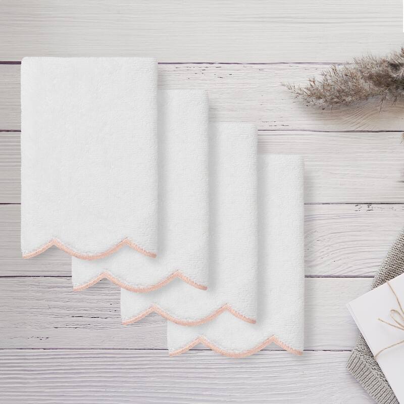 Authentic Hotel and Spa 100% Turkish Cotton ADORNIA Scallop Fingertip Towel Set