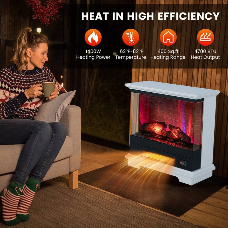 Costway 27'' Electric Fireplace Heater Freestanding 1400W Remote - See Details
