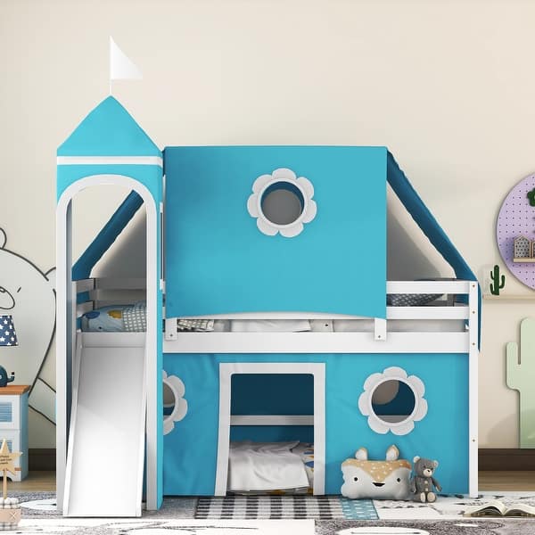 slide 2 of 48, Bunk Bed with Slide Tent and Tower