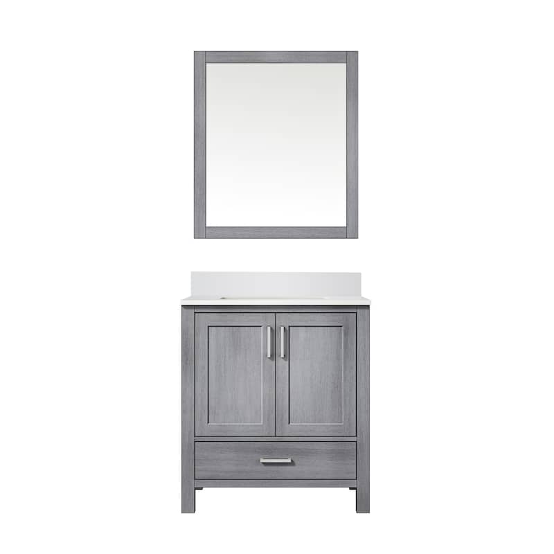 Jacques 30 in. W x 22 in. D White Bath Vanity, Cultured Marble Top, and 28 in. Mirror